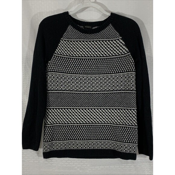 Talbots Fair Isle Nordic Wool Blend Black Sweater Womens M Winter Long Sleeve - Picture 2 of 7